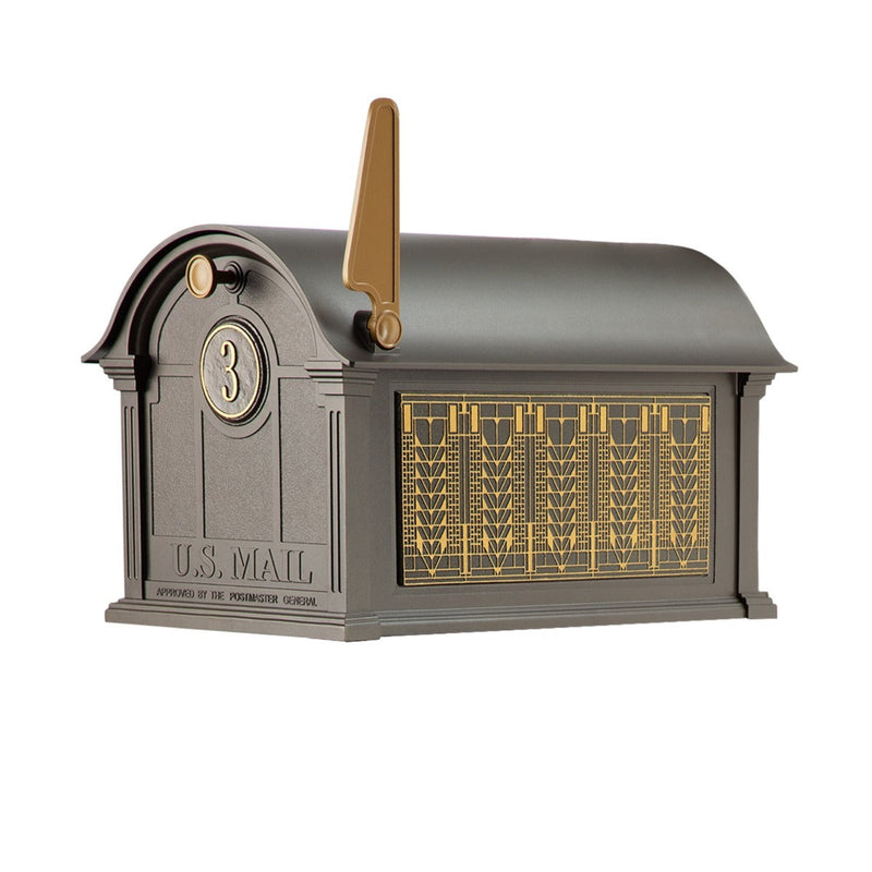 Whitehall Balmoral Mailbox Frank Lloyd Wright Tree Of Life Package #1 (Balmoral Mailbox, Personalized Door Medallion, Non-Personalized Tree Of Life Sides)