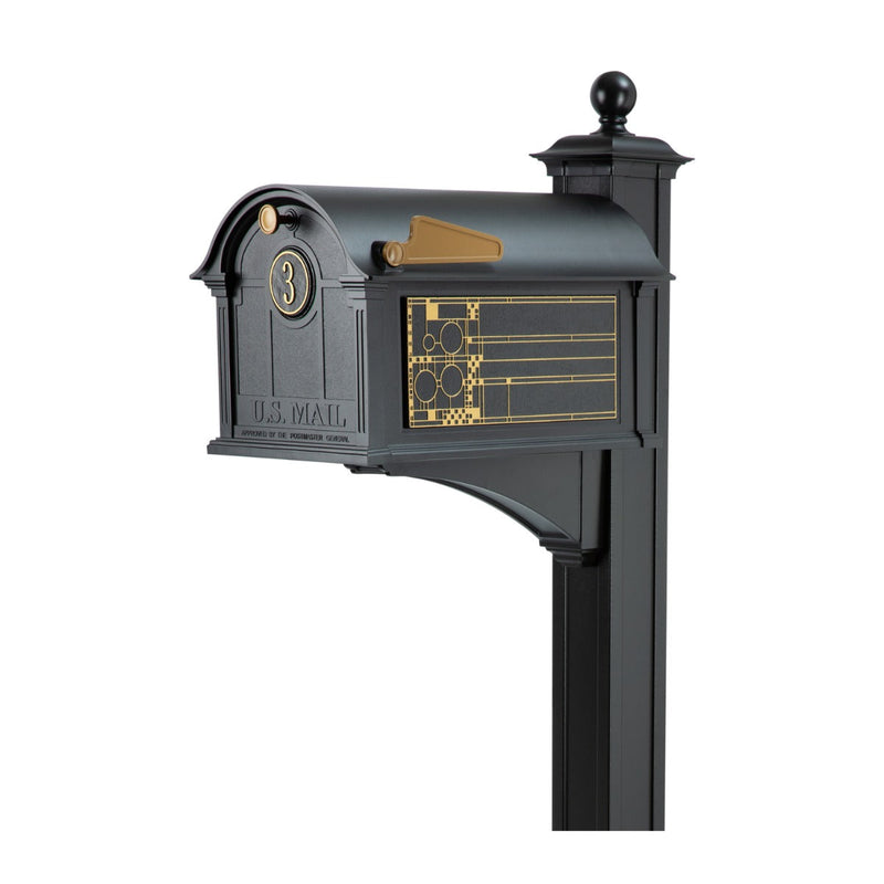 Whitehall Balmoral Mailbox Frank Lloyd Wright Coonley Package #2 (Balmoral Mailbox, Post, Personalized Door Medallion, Non-Personalized Coonley Sides)