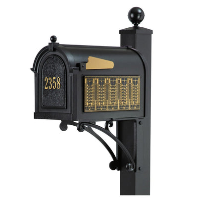 Whitehall Deluxe Mailbox Frank Lloyd Wright Tree Of Life Package #1 (Capitol Mailbox, Deluxe Post, Personalized Door, Non-Personalized Tree Of Life Side Plaques)