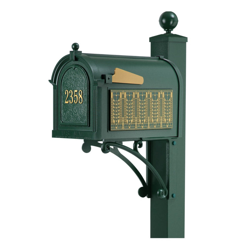 Whitehall Deluxe Mailbox Frank Lloyd Wright Tree Of Life Package #1 (Capitol Mailbox, Deluxe Post, Personalized Door, Non-Personalized Tree Of Life Side Plaques)