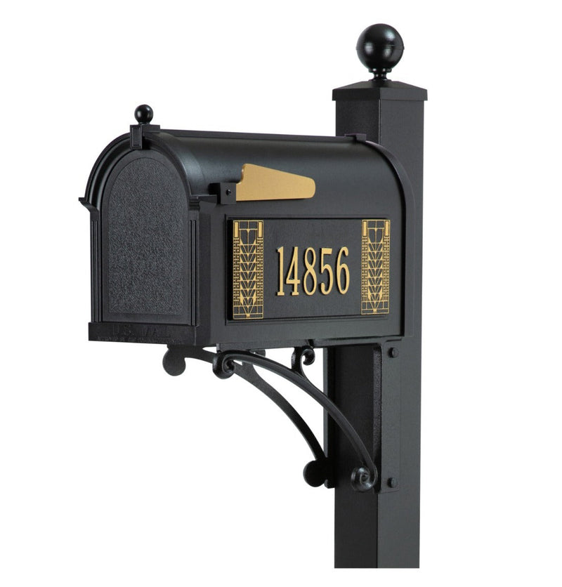 Whitehall Deluxe Mailbox Frank Lloyd Wright Tree Of Life Package #2 (Capitol Mailbox, Deluxe Post, Personalized Tree Of Life Side Plaques)