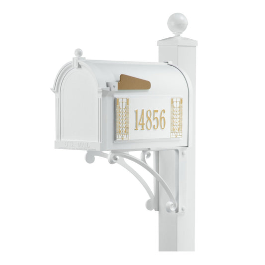 Whitehall Deluxe Mailbox Frank Lloyd Wright Tree Of Life Package #2 (Capitol Mailbox, Deluxe Post, Personalized Tree Of Life Side Plaques)