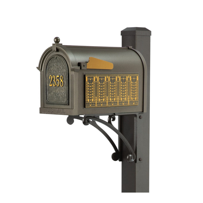 Whitehall Superior Mailbox Frank Lloyd Wright Tree Of Life Package #1 (Capitol Mailbox, Superior Post, Personalized Door, Non-Personalized Tree Of Life Side Plaques)