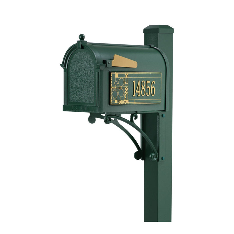 Whitehall Superior Mailbox Frank Lloyd Wright Coonley Package #2 (Capitol Mailbox, Superior Post, Personalized Coonley Side Plaques)