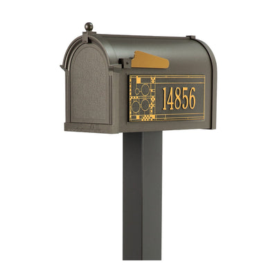 Whitehall Premium Mailbox Frank Lloyd Wright Coonley Package #2 (Capitol Mailbox, Standard Post, Personalized Coonley Side Plaques)