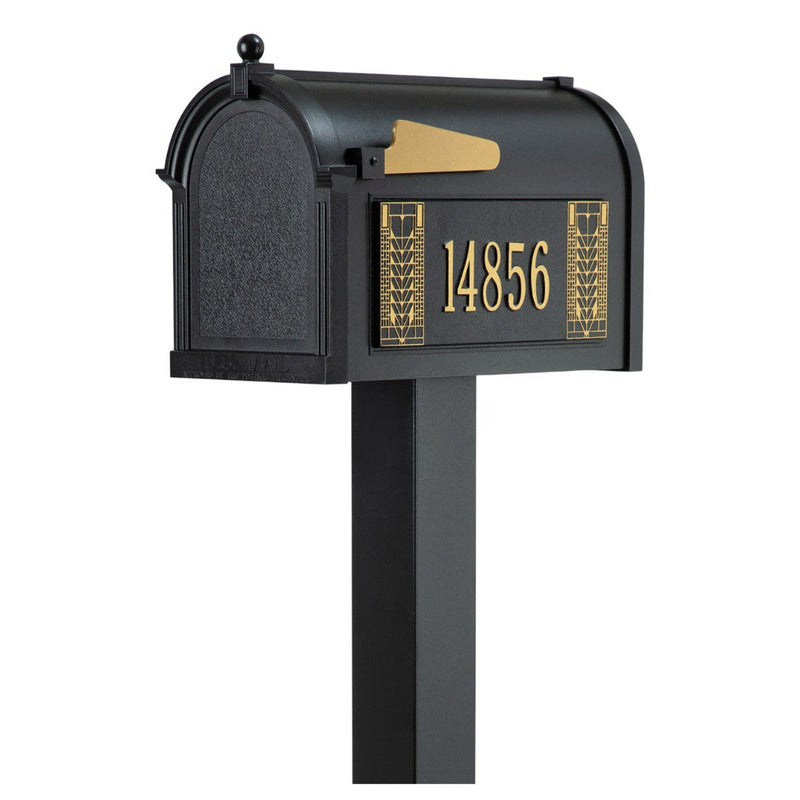 Whitehall Premium Mailbox Frank Lloyd Wright Tree Of Life Package #2 (Capitol Mailbox, Standard Post, Personalized Tree Of Life Side Plaques)
