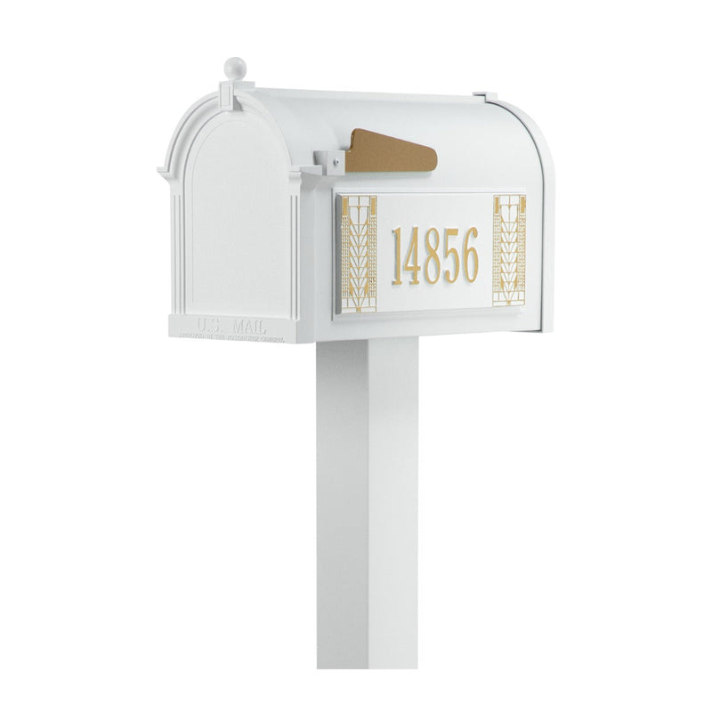 Whitehall Premium Mailbox Frank Lloyd Wright Tree Of Life Package #2 (Capitol Mailbox, Standard Post, Personalized Tree Of Life Side Plaques)