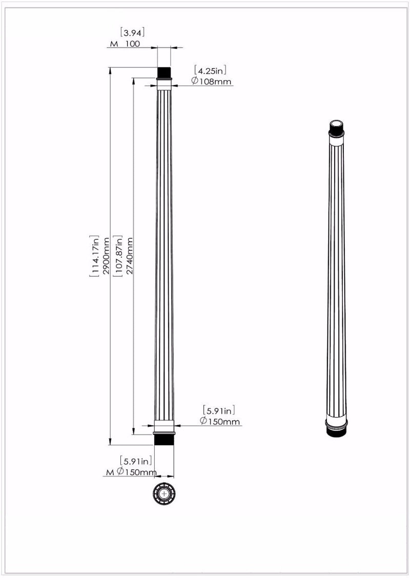 Dark Sky Municipal Quality LED Street Light Fixture, Pole, and Pedestal Combo