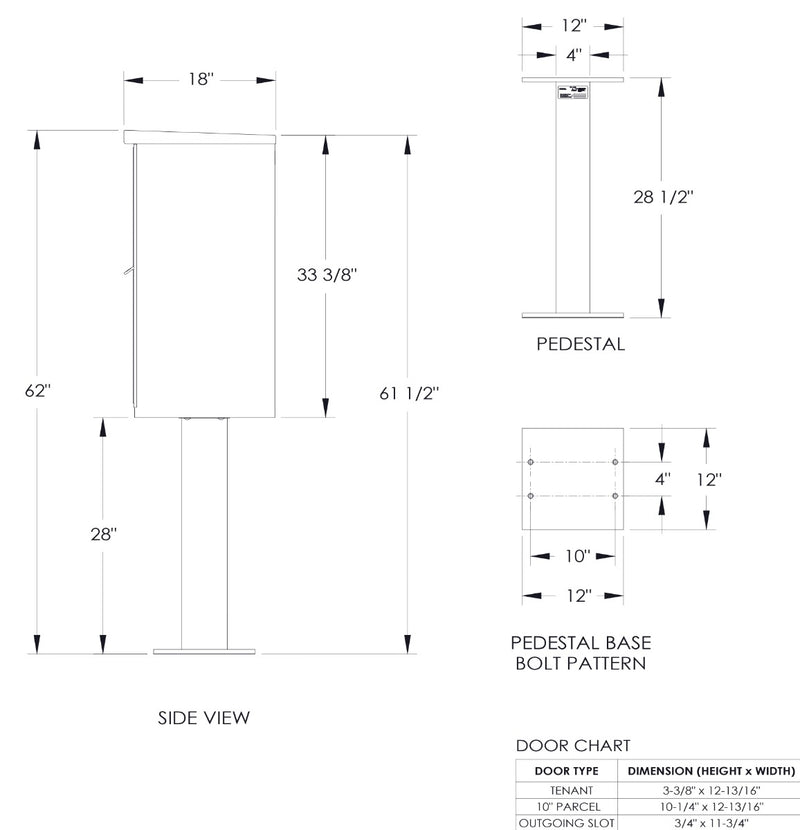 Florence 12 Door Cluster Mailbox CBU with 1 Parcel Locker, Decorative Crown and Pedestal Included
