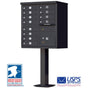 High-Security Pedestal CBU Mailbox - 12 Tenant Doors - Black