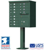 High-Security Pedestal CBU Mailbox - 12 Tenant Doors - Green