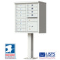 High-Security Pedestal CBU Mailbox - 12 Tenant Doors - Gray