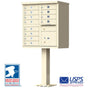 High-Security Pedestal CBU Mailbox - 12 Tenant Doors - Sandstone