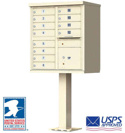 CBU 12-Door Cluster Mailbox Premium Package with Pedestal and Installation Hardware