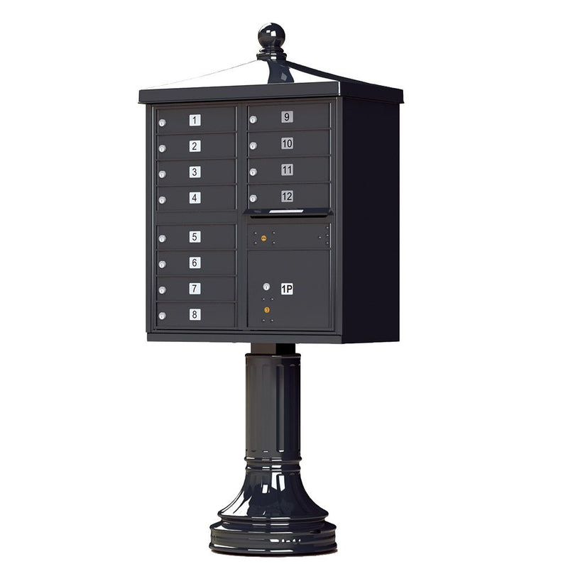 12-Door USPS Traditional Black Cluster Mailbox Package