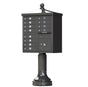 Cluster Box Unit With Finial Cap and Traditional Pedestal Accessories in Dark Bronze - 12 Compartments