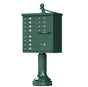 Forest Green Cluster Box Unit with Finial Cap and Traditional Pedestal accessories - 12 compartment