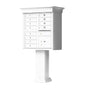 White Cluster Box Unit with Crown Cap and Pillar Pedestal accessories - 12 compartment