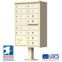 13 Door USPS Cluster Mailbox CBU with 1 Parcel Locker, Pedestal Included