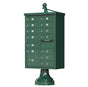 Forest Green Cluster Box Unit with Finial Cap and Traditional Pedestal accessories - 13compartment