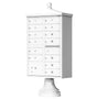 White Cluster Box Unit with Finial Cap and Traditional Pedestal accessories - 13 compartment