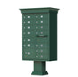 Forest Green Cluster Box Unit with Crown Cap and Pillar Pedestal accessories - 13 compartment