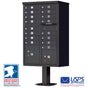 High-Security Pedestal CBU Mailbox - 16 Tenant Doors - Black