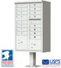 High-Security Pedestal CBU Mailbox - 16 Tenant Doors - Gray