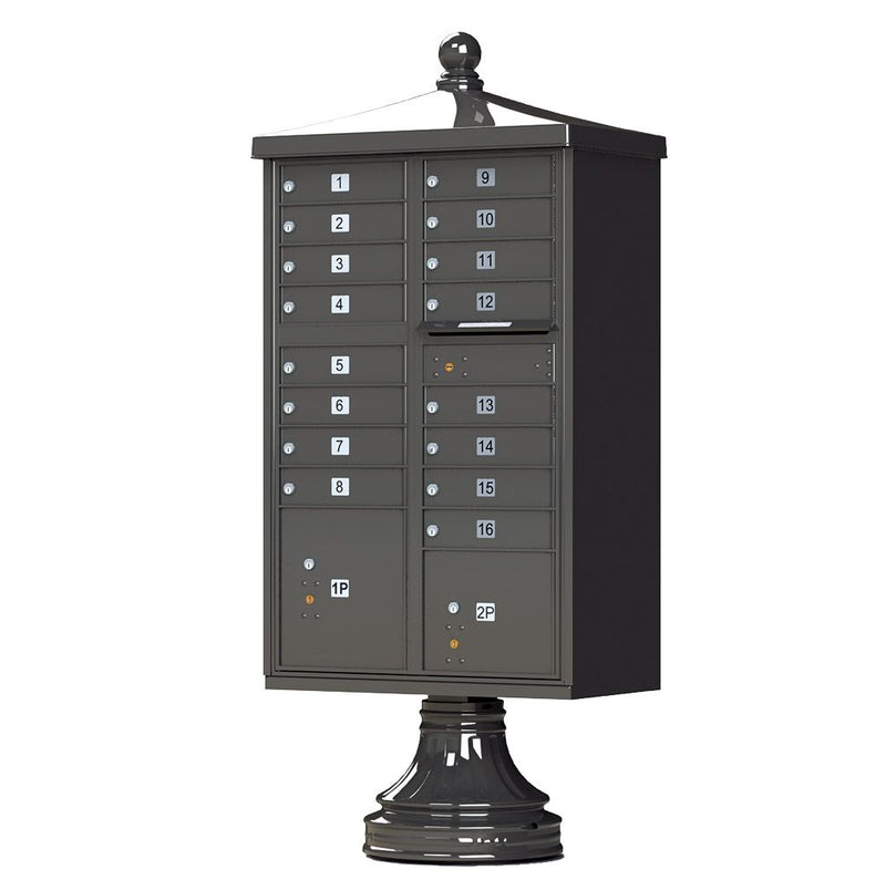 Cluster Box Unit With Decorative Accessory Kit in Dark Bronze - 16 Compartments