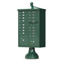 Forest Green Cluster Box Unit with Finial Cap and Traditional Pedestal accessories - 16 compartment