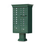Forest Green Cluster Box Unit with Crown Cap and Pillar Pedestal accessories - 16 compartment