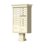 Sandstone Cluster Box Unit with Crown Cap and Pillar Pedestal - 16 Tenant Doors
