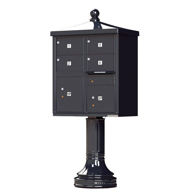 Decorative Traditional 4 Door CBU Mailboxes with Extra Large Tenant Doors Black