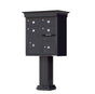 Decorative Crown Cap 4 Door CBU Mailboxes with Extra Large Tenant Doors Black