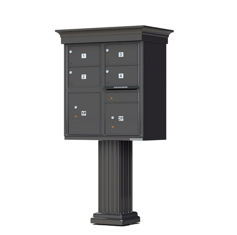 Decorative Crown Cap 4 Door CBU Mailboxes with Extra Large Tenant Doors Dark Bronze