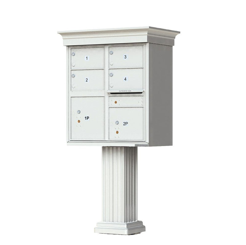 Decorative Crown Cap 4 Door CBU Mailboxes with Extra Large Tenant Doors Gray