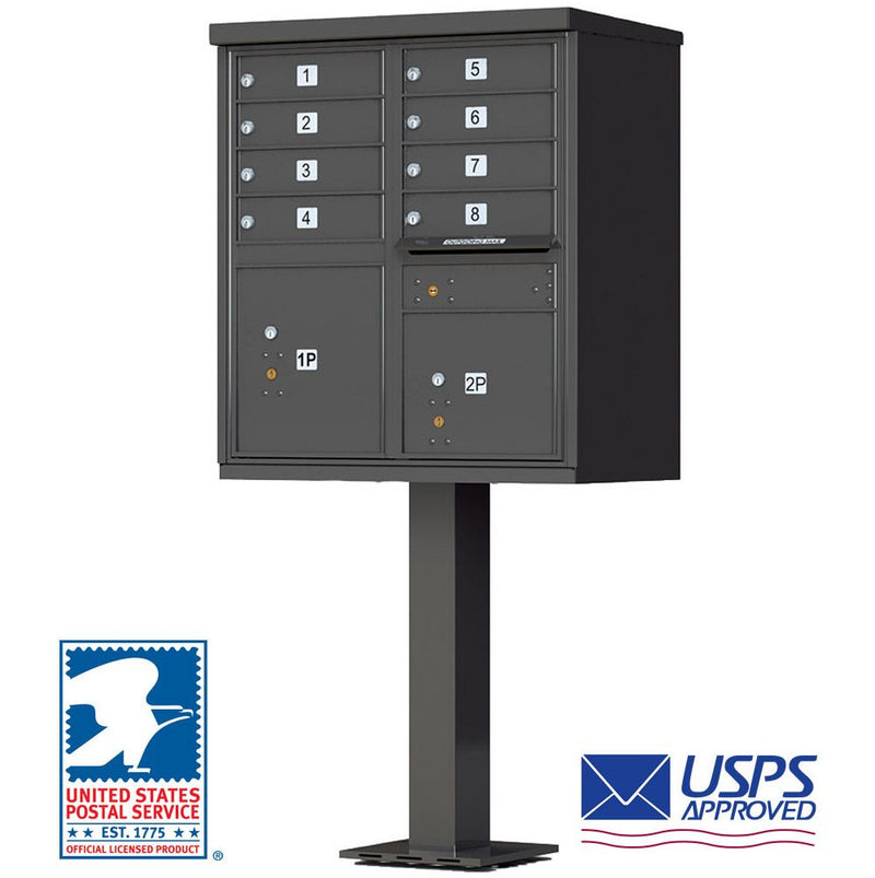 High-Security Pedestal CBU Mailbox - 8 Tenant Doors - Bronze