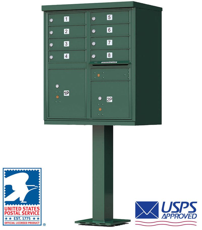 CBU - 8 Tenant Boxes Cluster Mailbox In Forest Green