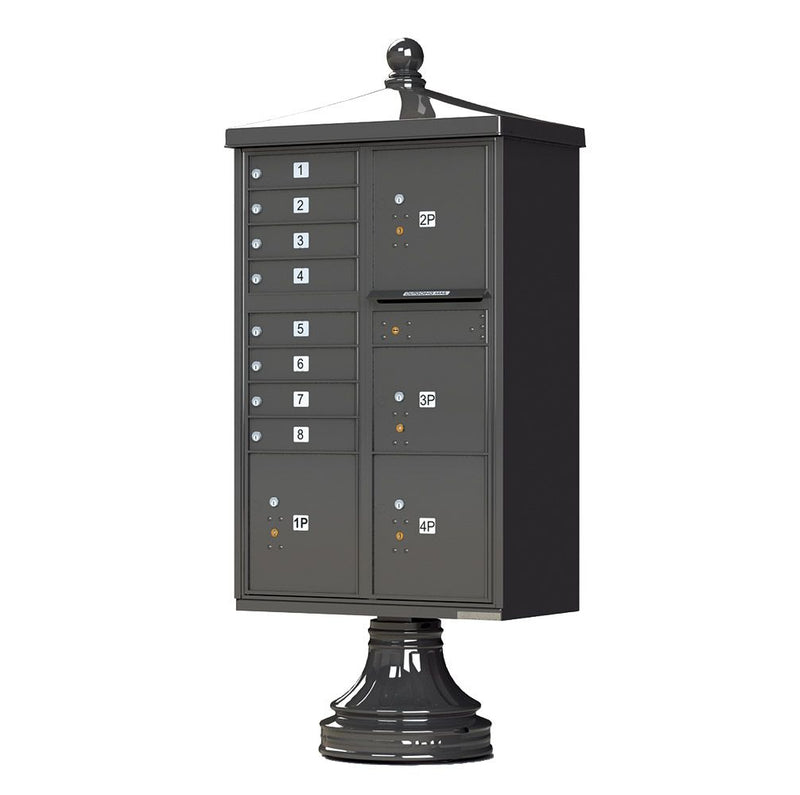 Decorative Traditional CBU Commercial Mailboxes - 8 Door with 4 Parcel Lockers - Dark Bronze