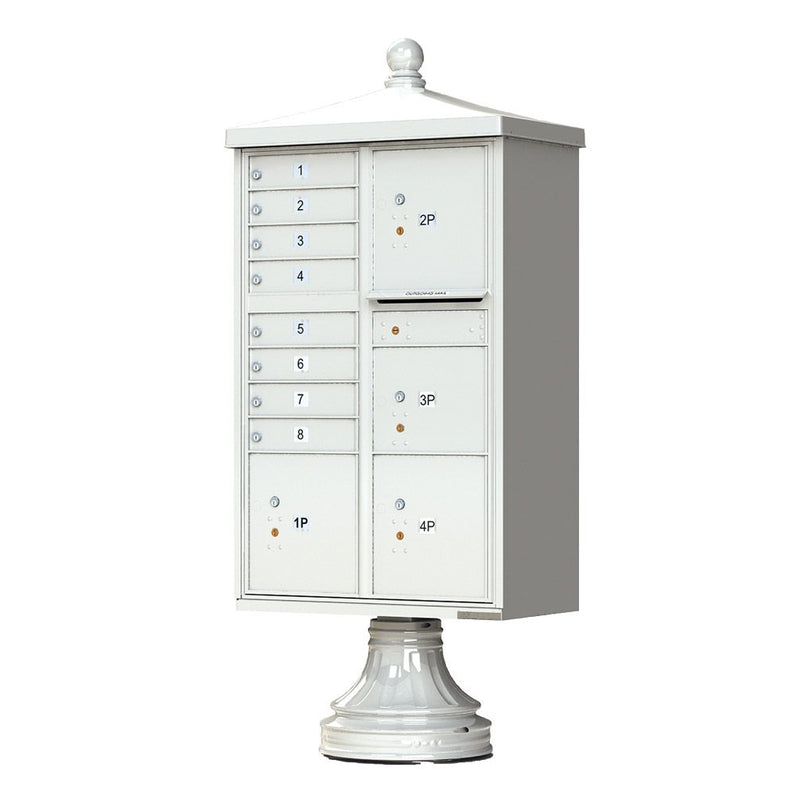 Decorative Traditional CBU Commercial Mailboxes - 8 Door with 4 Parcel Lockers - Gray