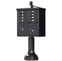 Black Cluster Box Unit with Finial Cap and Traditional Pedestal accessories - 8 compartment
