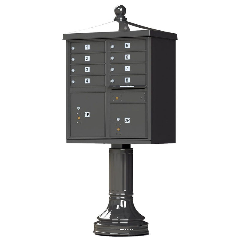 Decorative CBU With Traditional Pedestal And Finial Cap - Dark Bronze - 8 Compartments