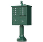 Forest Green Cluster Box Unit with Finial Cap and Traditional Pedestal accessories - 8 compartment