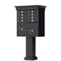 Black Cluster Box Unit with Crown Cap and Pillar Pedestal accessories - 8 compartment