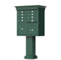 Forest Green Cluster Box Unit with Crown Cap and Pillar Pedestal accessories - 8 compartment