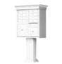 White Cluster Box Unit with Crown Cap and Pillar Pedestal accessories - 8 compartment