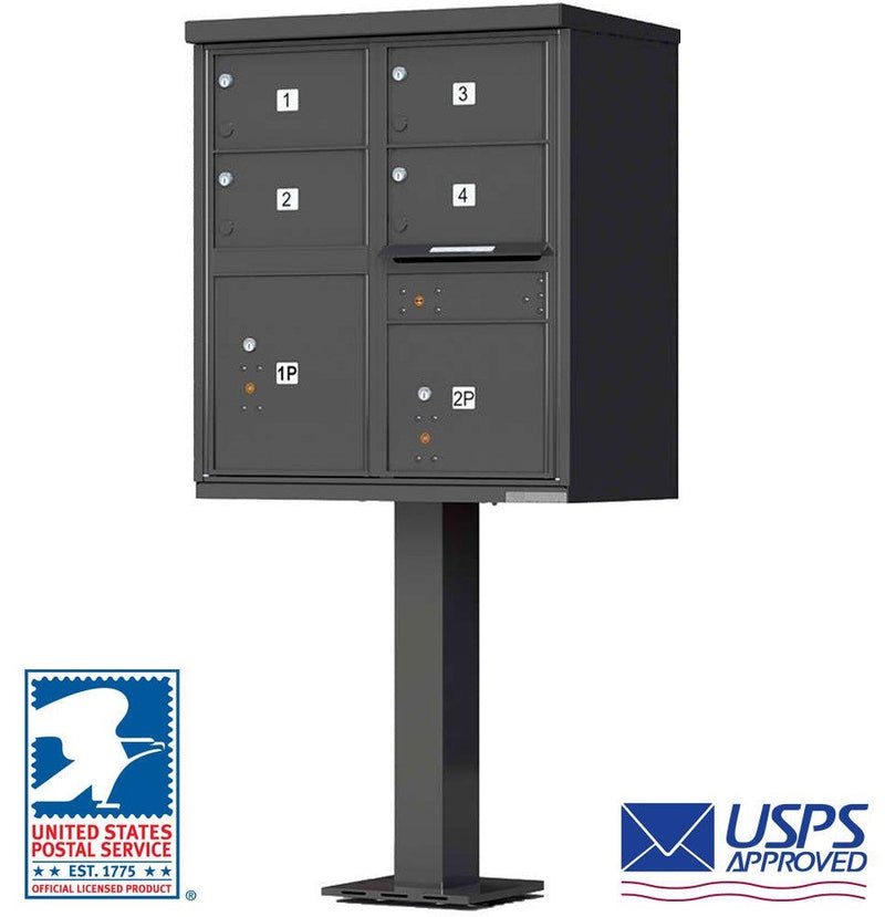 4 Door CBU Mailboxes with Extra Large Tenant Doors Bronze