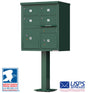 4 Door CBU Mailboxes with Extra Large Tenant Doors Green