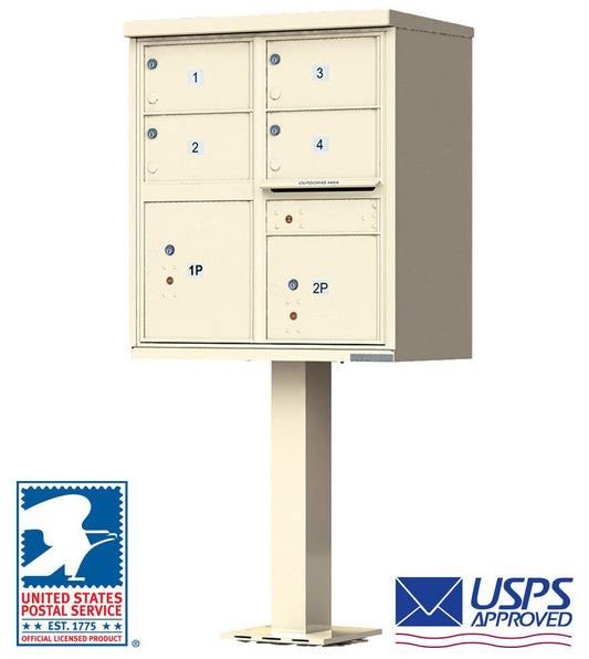 CBU 4-Door Cluster Mailbox Premium Package with Pedestal and Installation Hardware