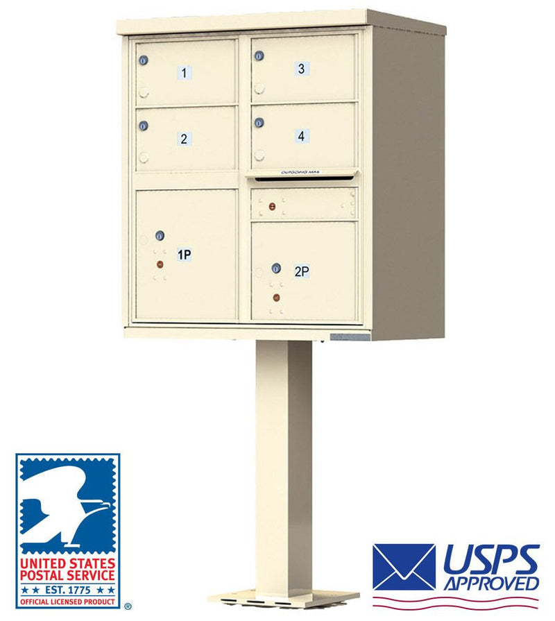 CBU 4-Door Cluster Mailbox Premium Package with Pedestal and Installation Hardware